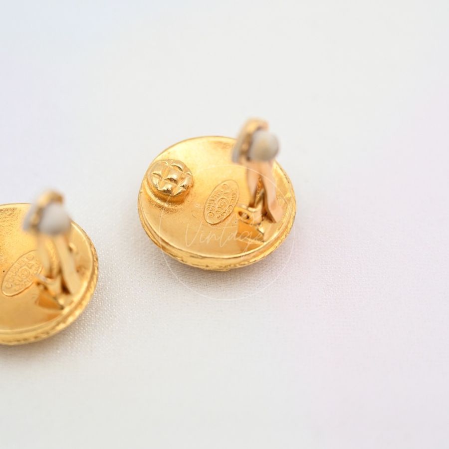 [Pre-owned] Chanel Vintage Gold CC Filigree Earrings-3