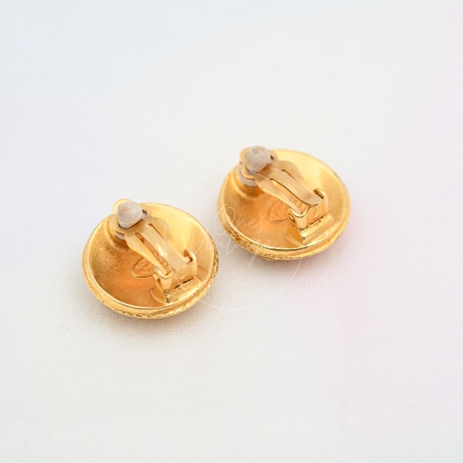 [Pre-owned] Chanel Vintage Gold CC Filigree Earrings-15