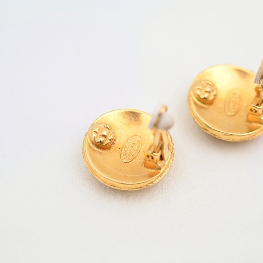 [Pre-owned] Chanel Vintage Gold CC Filigree Earrings-21
