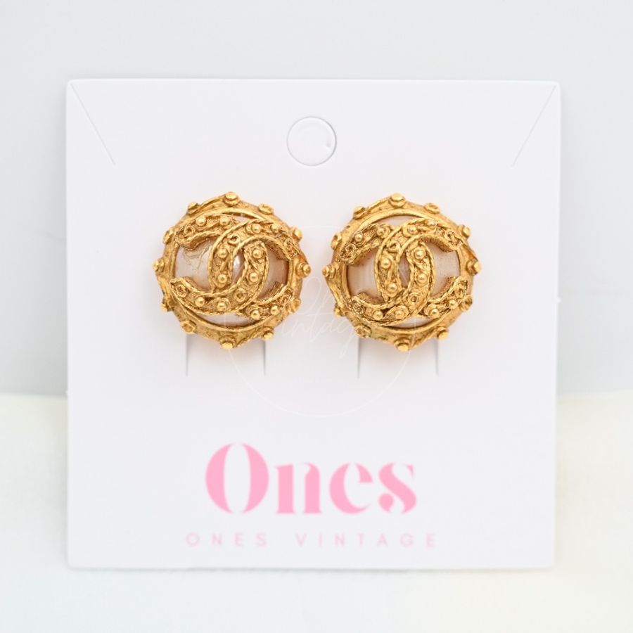 [Pre-owned] Chanel Vintage CC Faux-Pearl Clip-on Earrings-7