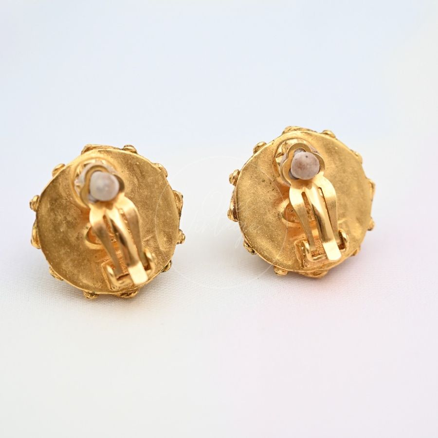 [Pre-owned] Chanel Vintage CC Faux-Pearl Clip-on Earrings-19