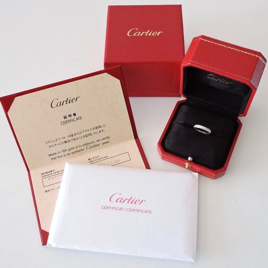 二手 卡地亞 BALLERINE CARTIER 18K金 白K金 鑽石戒指 鑽戒 婚戒 線戒 49-0