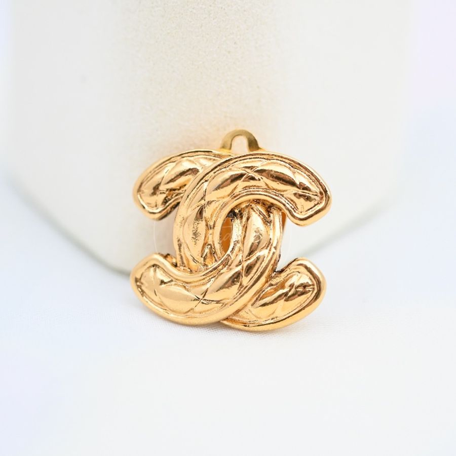 [Pre-owned] Chanel Vintage CC Earrings Clip-On Gold-7