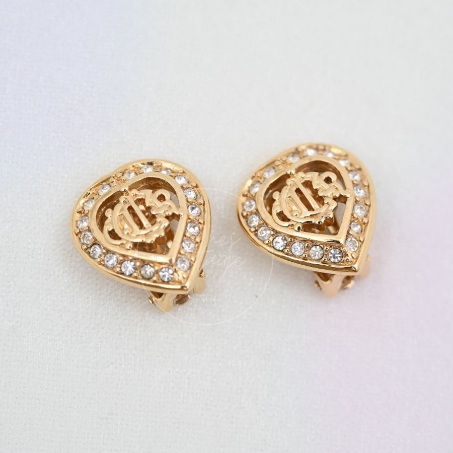 [Pre-owned] CHRISTIAN DIOR Carriage Heart Pendant Ear Clip-0