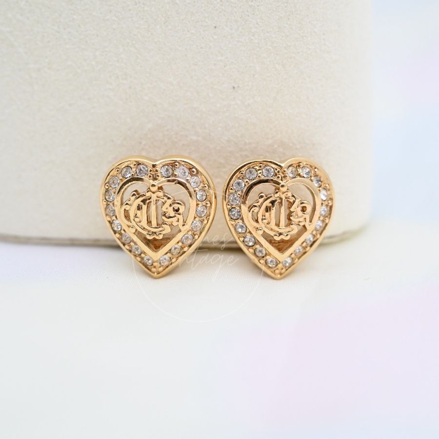 [Pre-owned] CHRISTIAN DIOR Carriage Heart Pendant Ear Clip-1