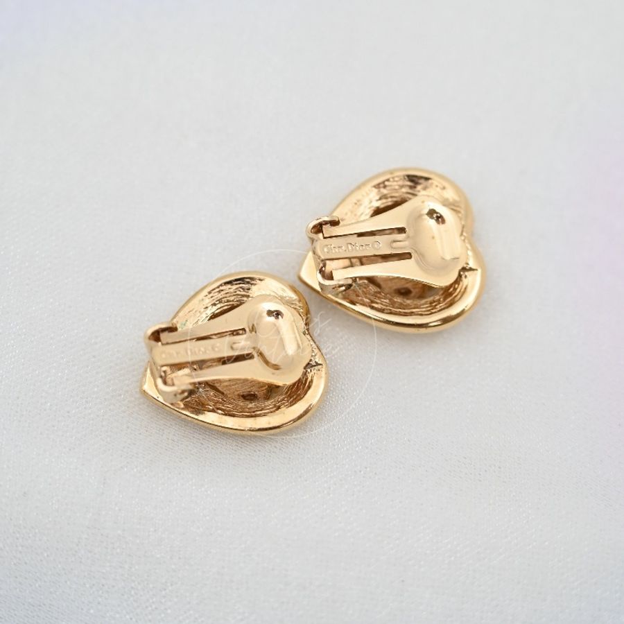 [Pre-owned] CHRISTIAN DIOR Carriage Heart Pendant Ear Clip-12
