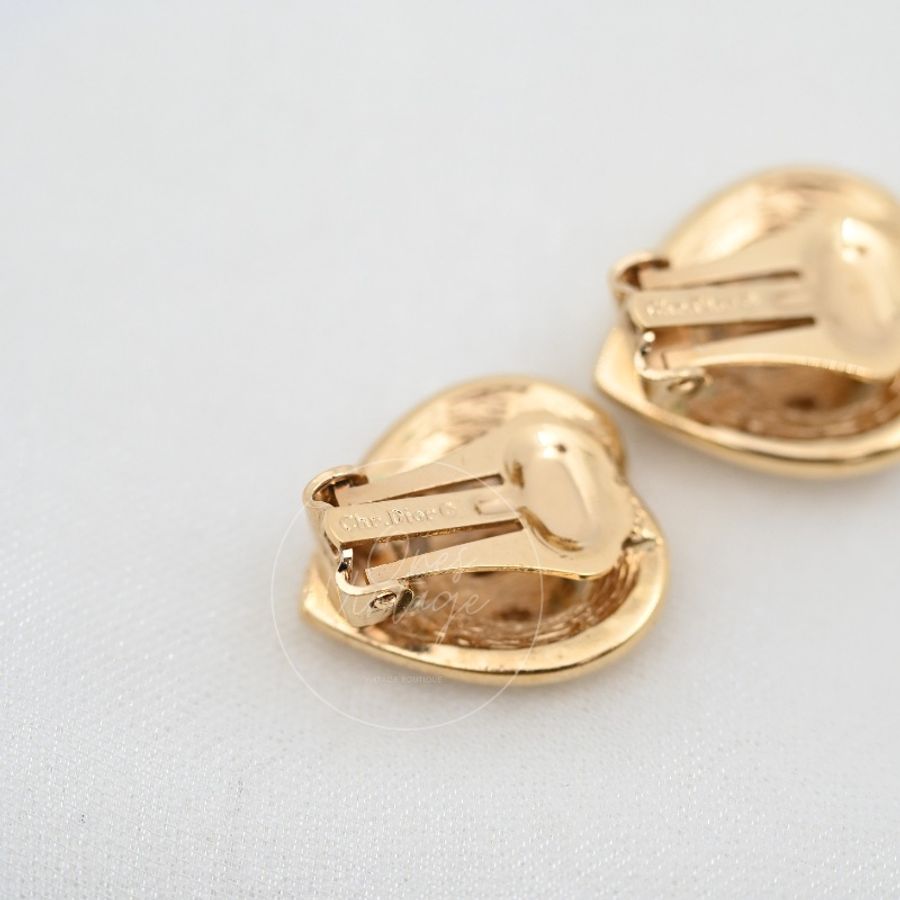 [Pre-owned] CHRISTIAN DIOR Carriage Heart Pendant Ear Clip-13