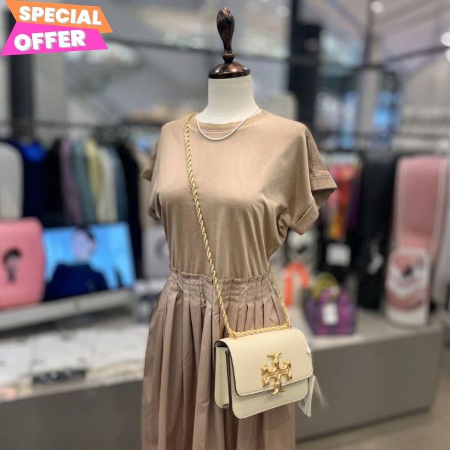 "限時降價"-Tory Burch Eleanor 大標誌小款單肩包 奶油色-0