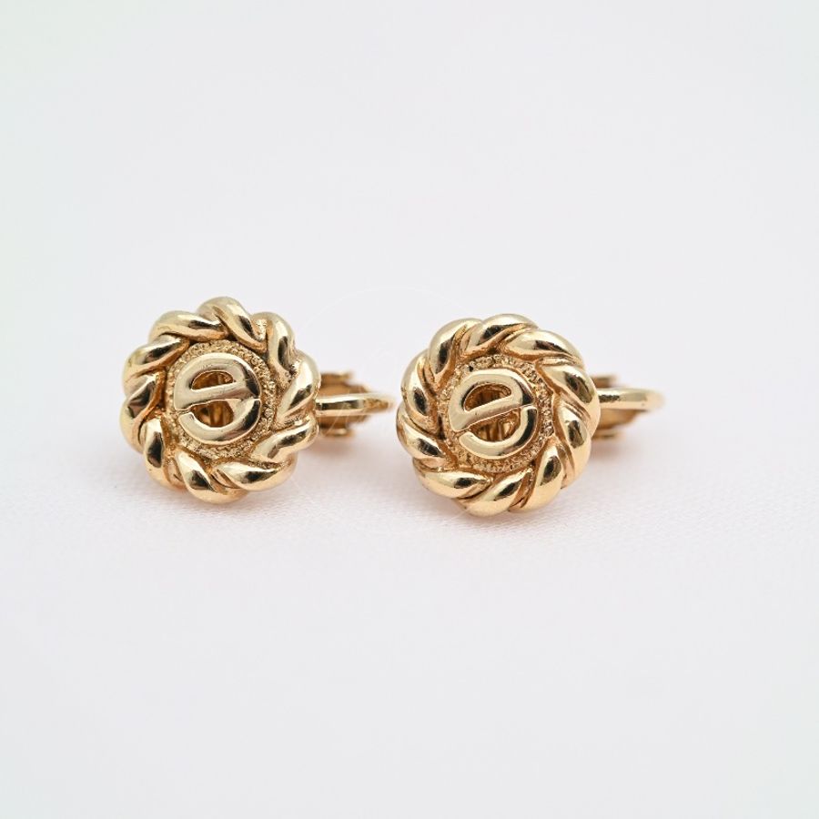[Pre-owned] Dior Gold Metal Swirl Earclips-0