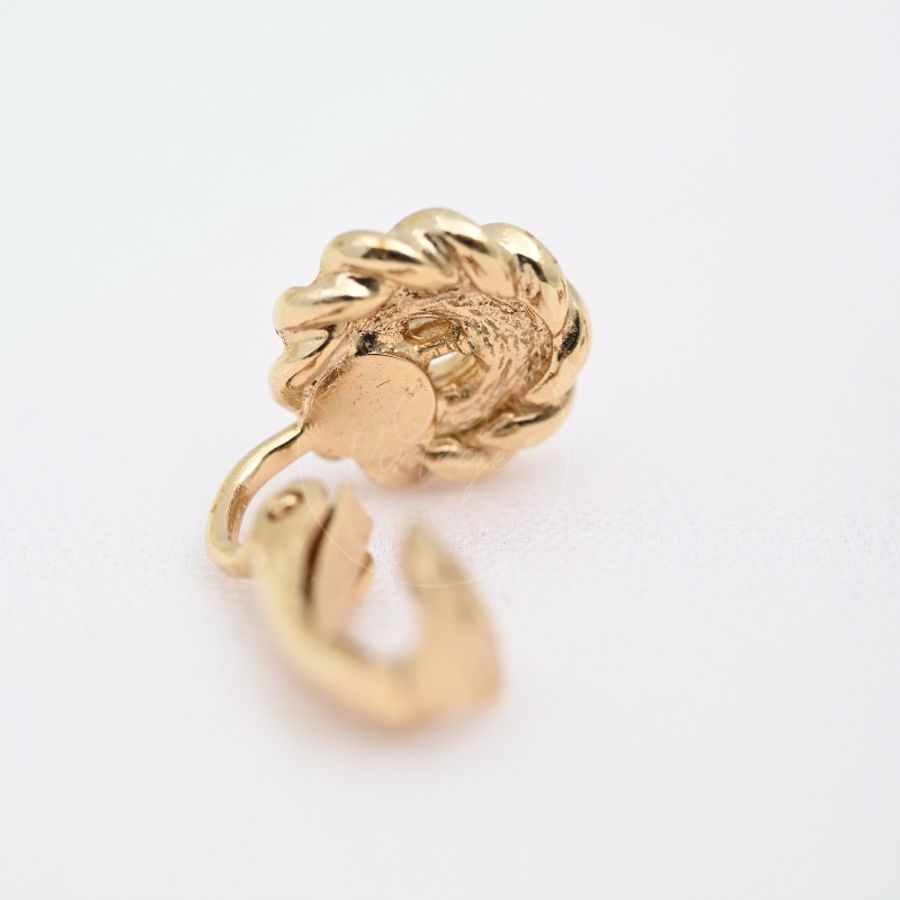 [Pre-owned] Dior Gold Metal Swirl Earclips-1