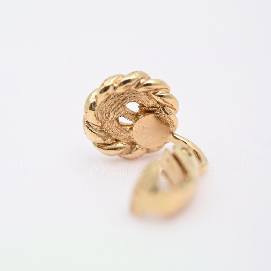 [Pre-owned] Dior Gold Metal Swirl Earclips-34