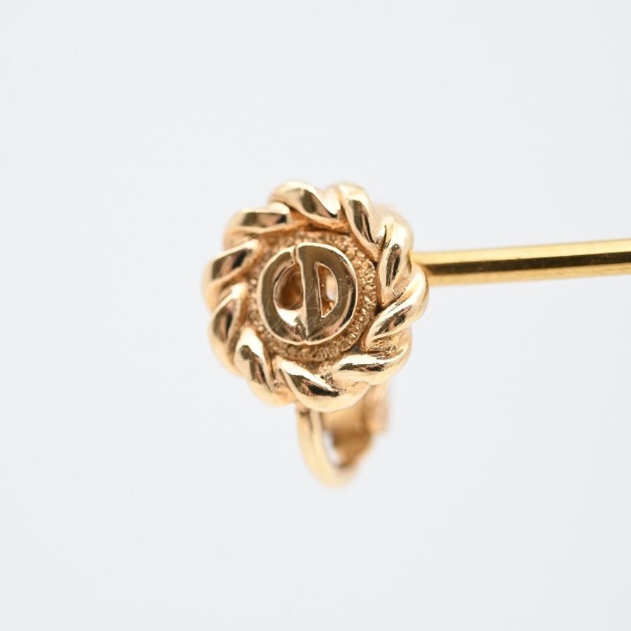 [Pre-owned] Dior Gold Metal Swirl Earclips-37