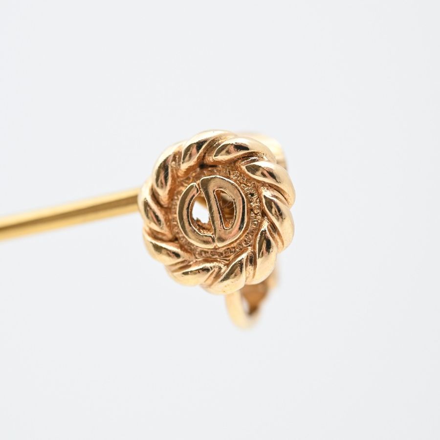 [Pre-owned] Dior Gold Metal Swirl Earclips-38