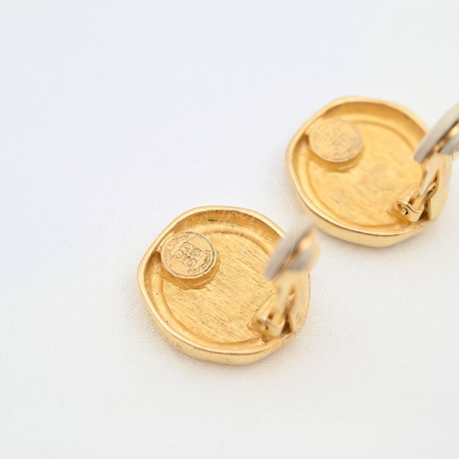 [Pre-owned] Givenchy Vintage Gold Circle Earclips-10