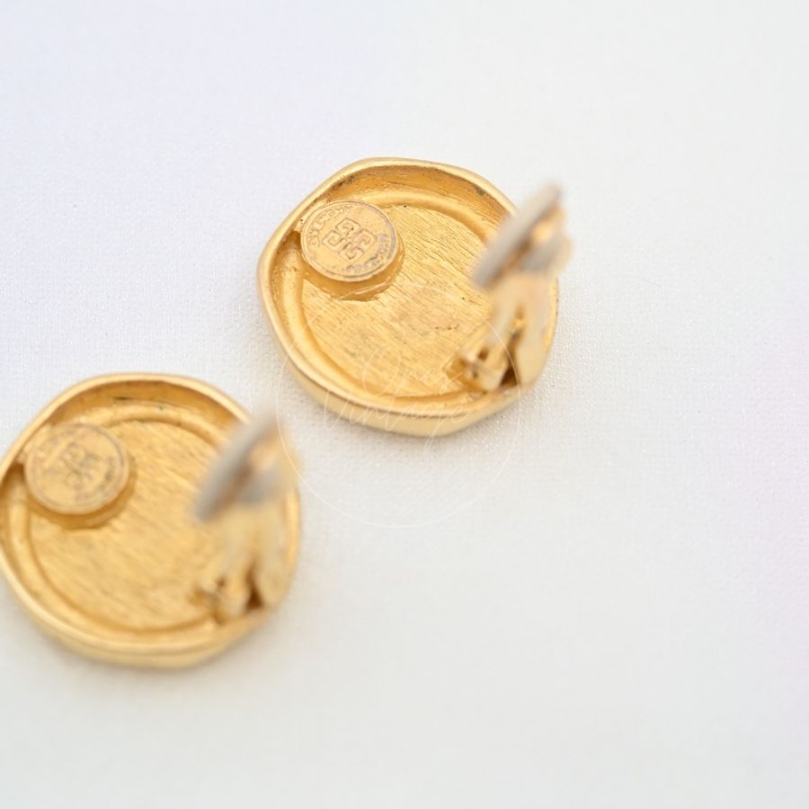 [Pre-owned] Givenchy Vintage Gold Circle Earclips-11