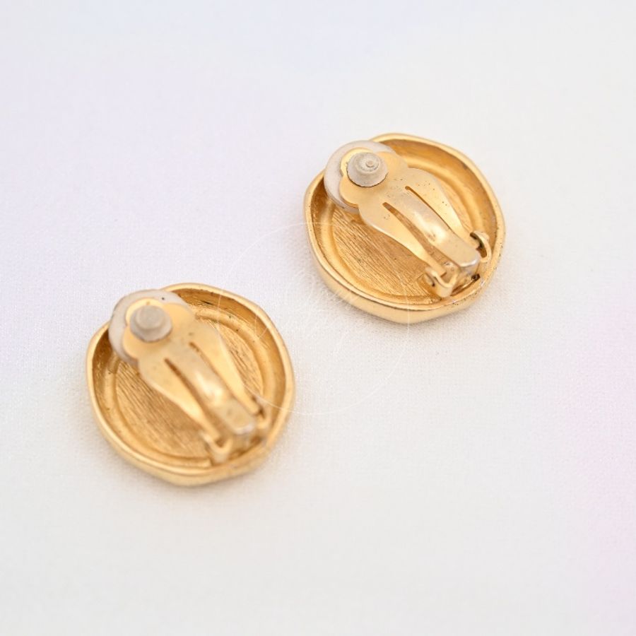 [Pre-owned] Givenchy Vintage Gold Circle Earclips-19