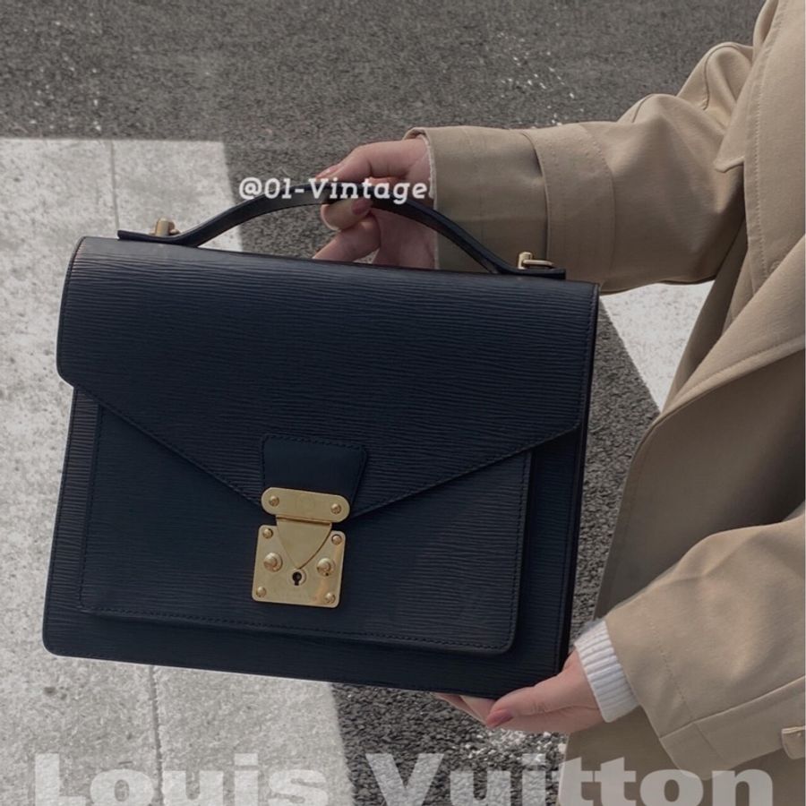 Louis Vuitton Epi水波紋 蒙梭郵差包 斜背包 黑金 #郵差包 #水波紋 #黑金-2