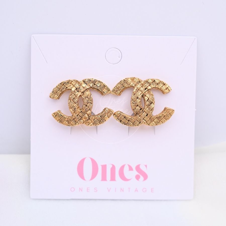 [Pre-owned] Chanel Vintage Tweed Earrings-6