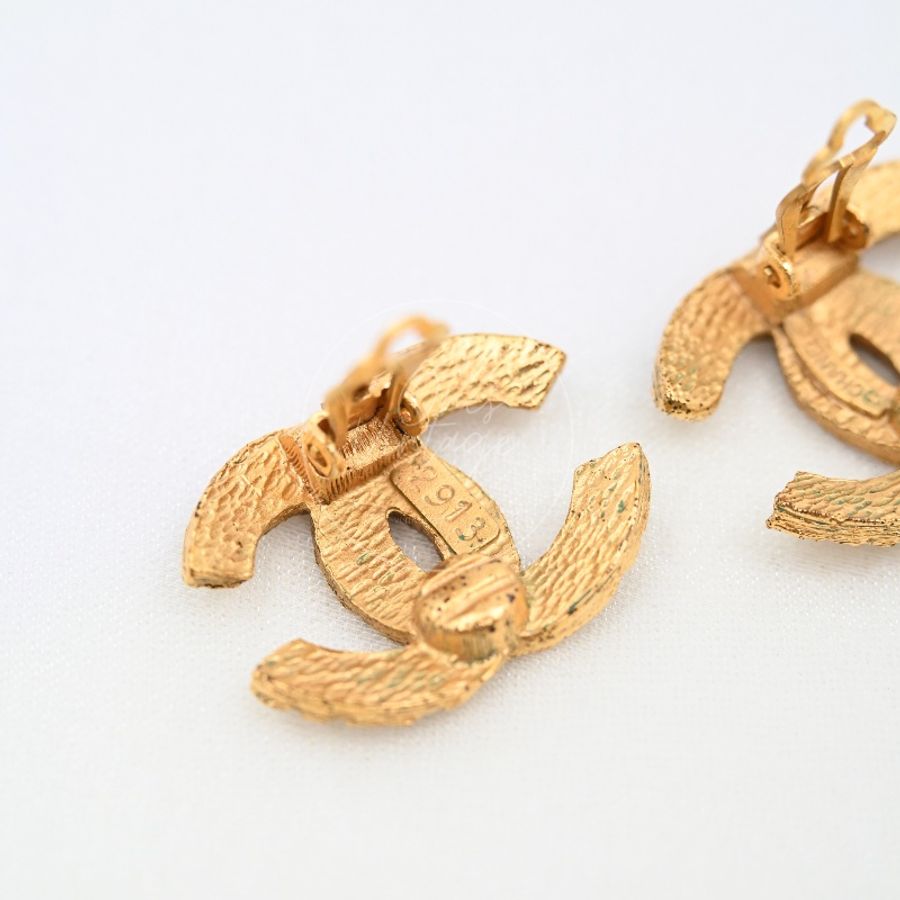 [Pre-owned] Chanel Vintage Tweed Earrings-20