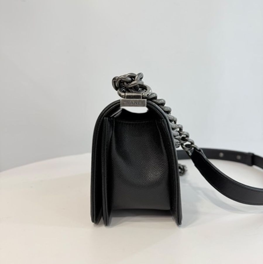 全新Chanel le boy 20 黑銀荔枝牛-4