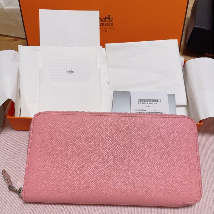 Hermes 絲巾長夾 櫻花粉-0