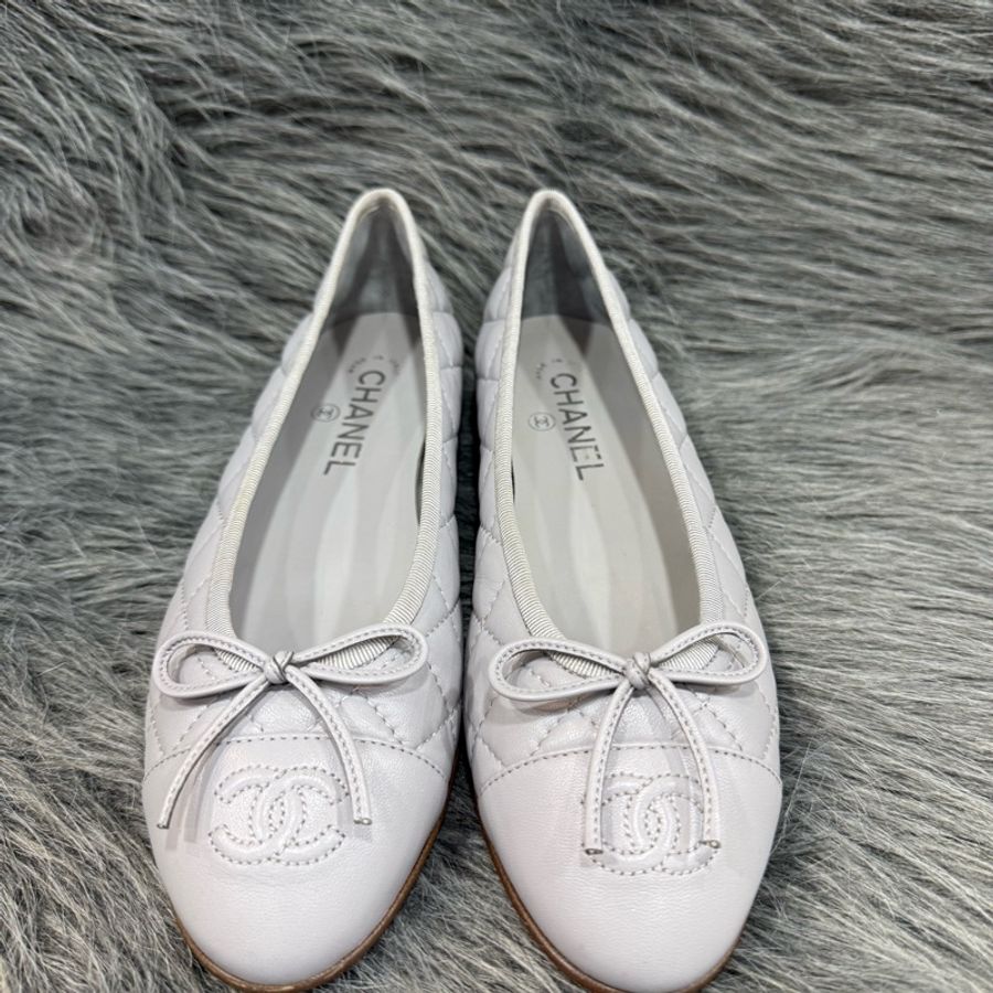 Chanel G26250 灰藍色 羊皮 38號 娃娃鞋 芭蕾舞鞋 休閒鞋 平底鞋-0