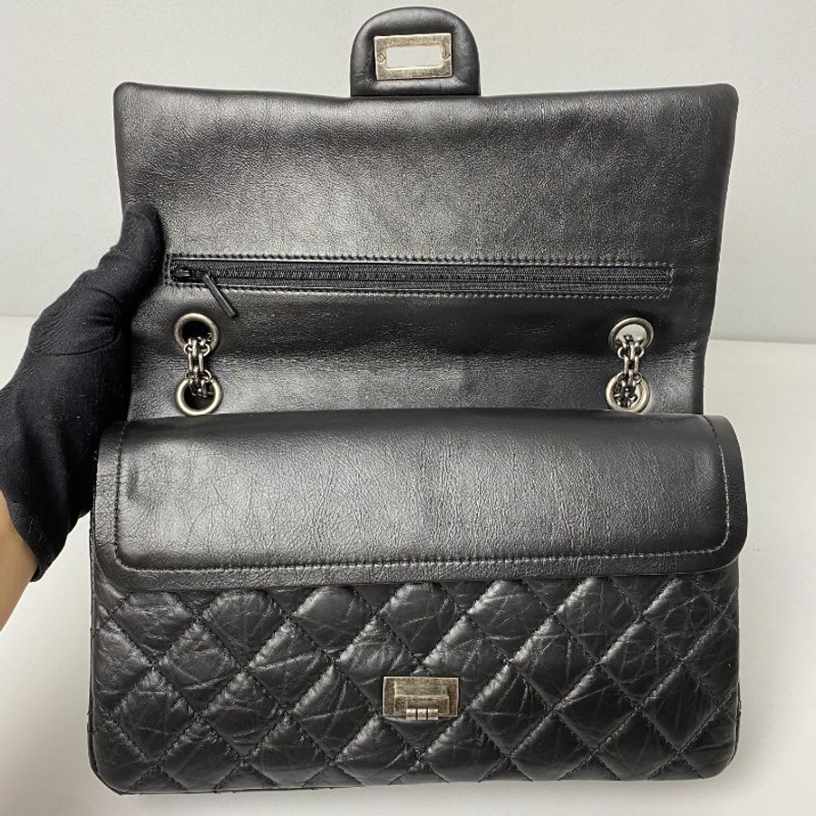 CHANEL 香奈兒2.55黑銀大-4