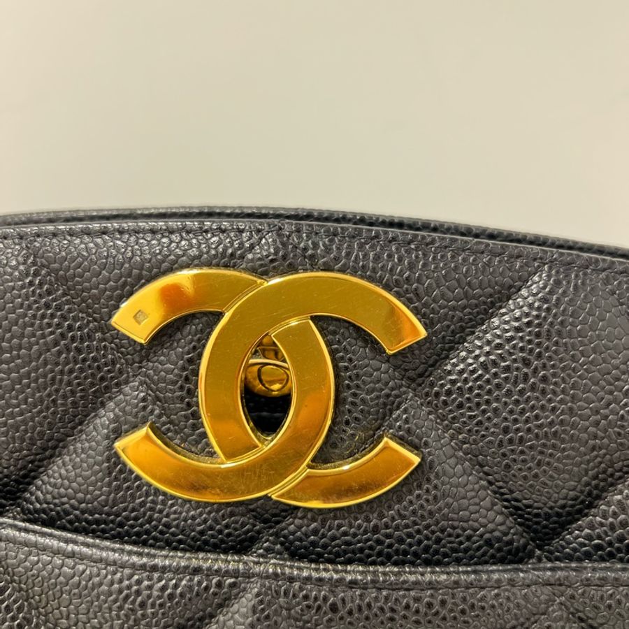 🔥🔥🔥100% Authentic Chanel 黑色荔枝皮配金釦肩背包-18