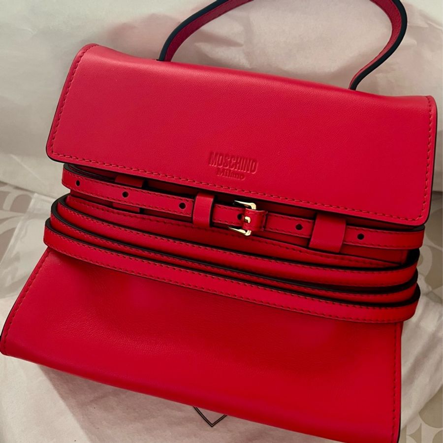 Moschino tie me bag-慾望紅-3