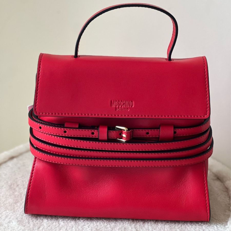 Moschino tie me bag-慾望紅-9
