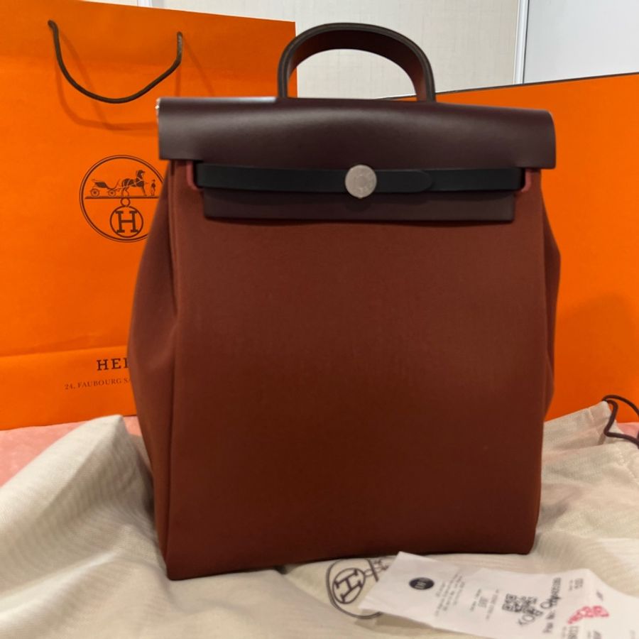 🔥🔥🔥100% Authentic Hermès Herbag銀釦後背包-1
