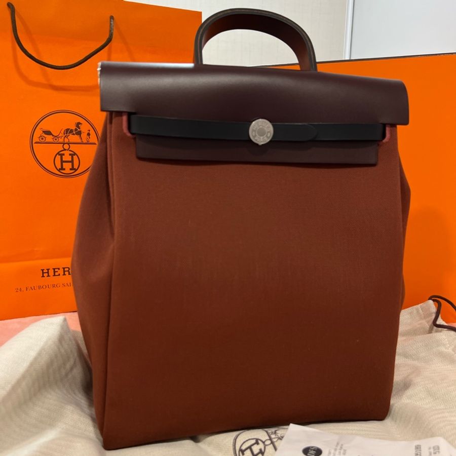 🔥🔥🔥100% Authentic Hermès Herbag銀釦後背包-0