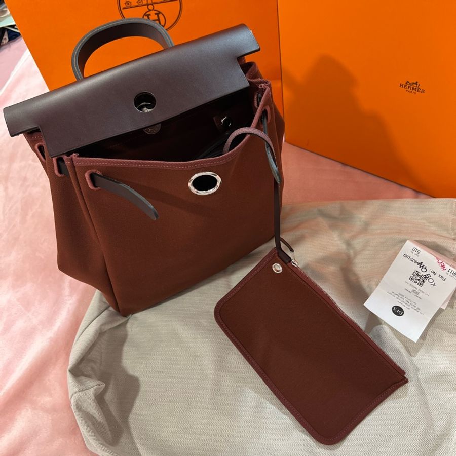 🔥🔥🔥100% Authentic Hermès Herbag銀釦後背包-11