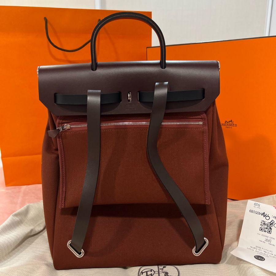🔥🔥🔥100% Authentic Hermès Herbag銀釦後背包-12