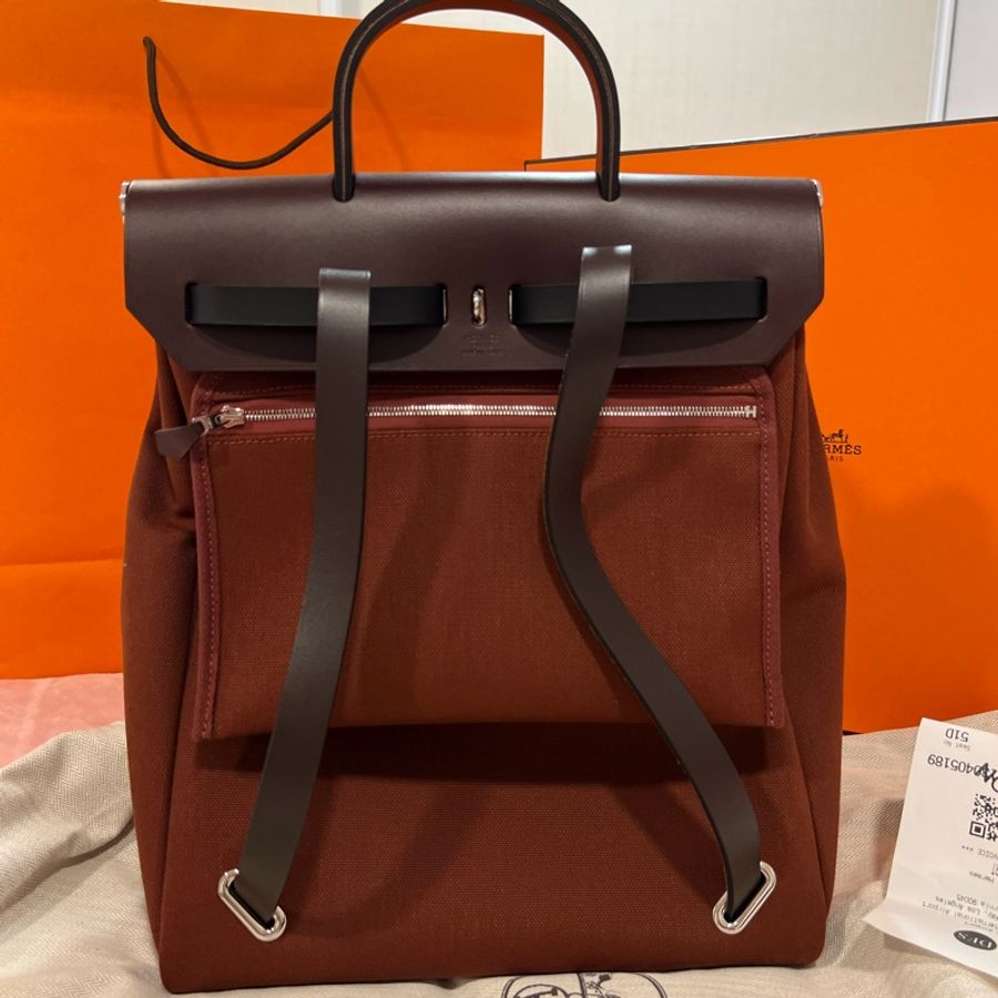 🔥🔥🔥100% Authentic Hermès Herbag銀釦後背包-13