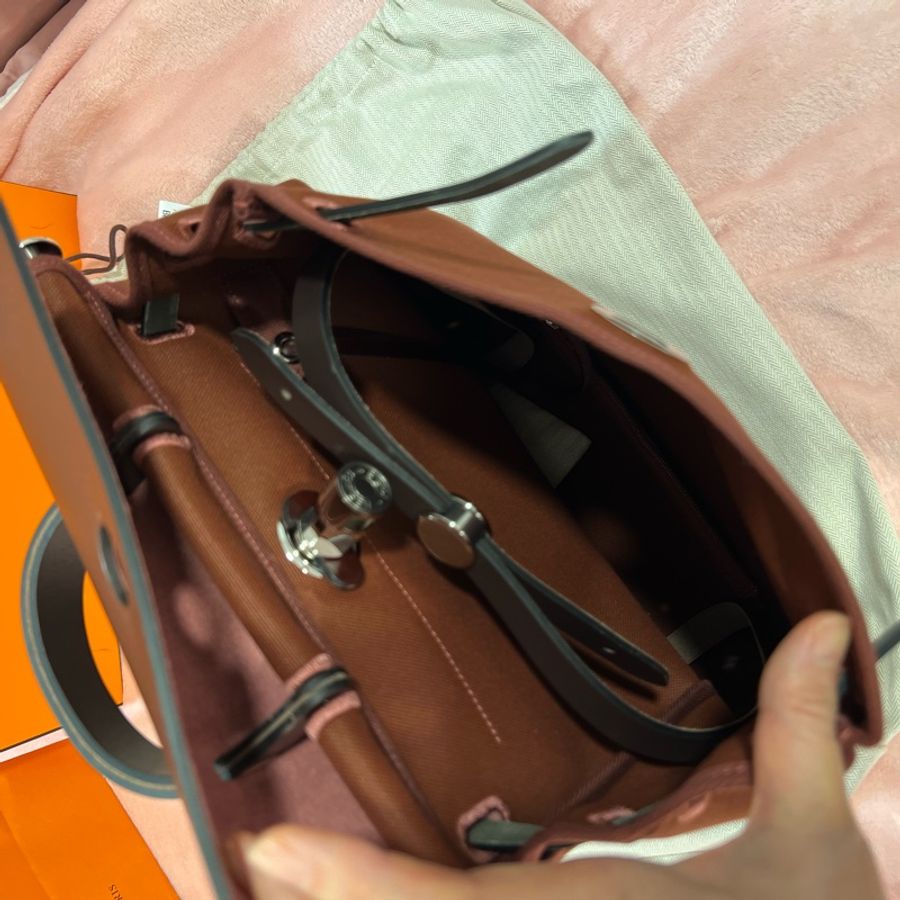 🔥🔥🔥100% Authentic Hermès Herbag銀釦後背包-19
