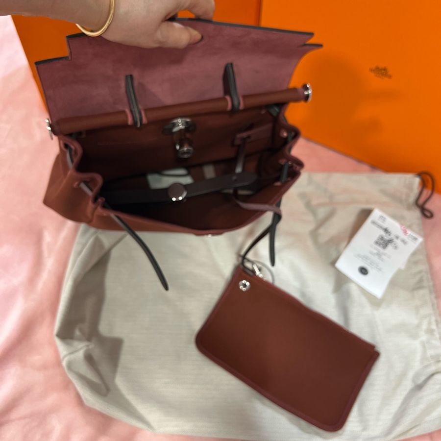 🔥🔥🔥100% Authentic Hermès Herbag銀釦後背包-22