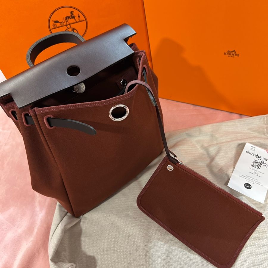 🔥🔥🔥100% Authentic Hermès Herbag銀釦後背包-24