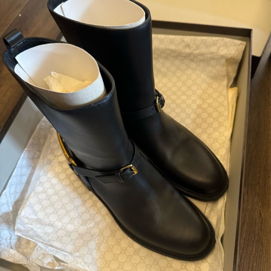 Gucci經典馬接扣中筒鞋6.5-5