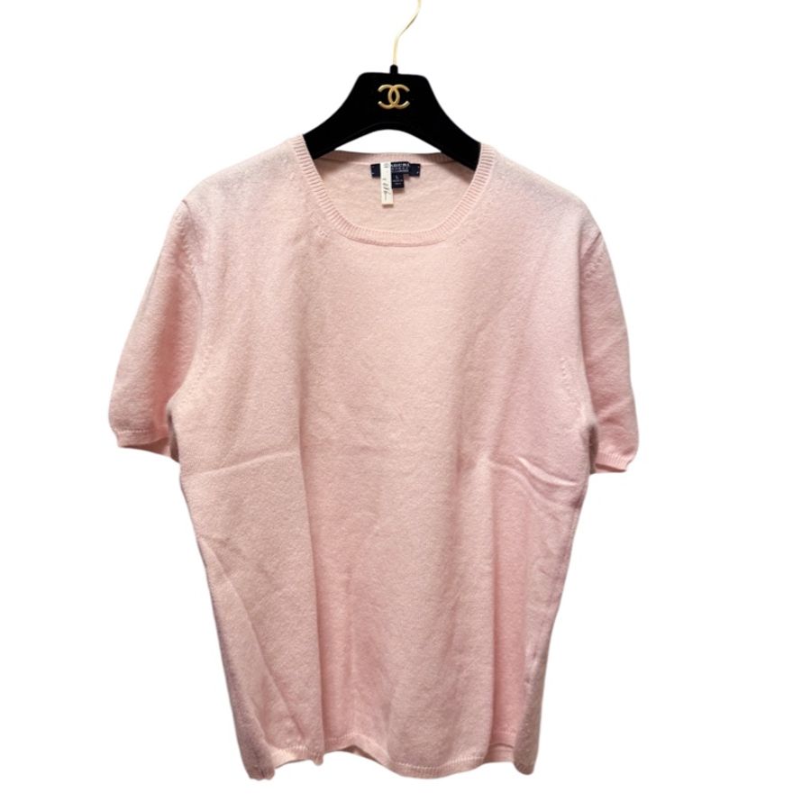 🍒BURBERRY 超柔軟100%羊毛櫻花粉短袖 size:L /2 F241119-2-1
