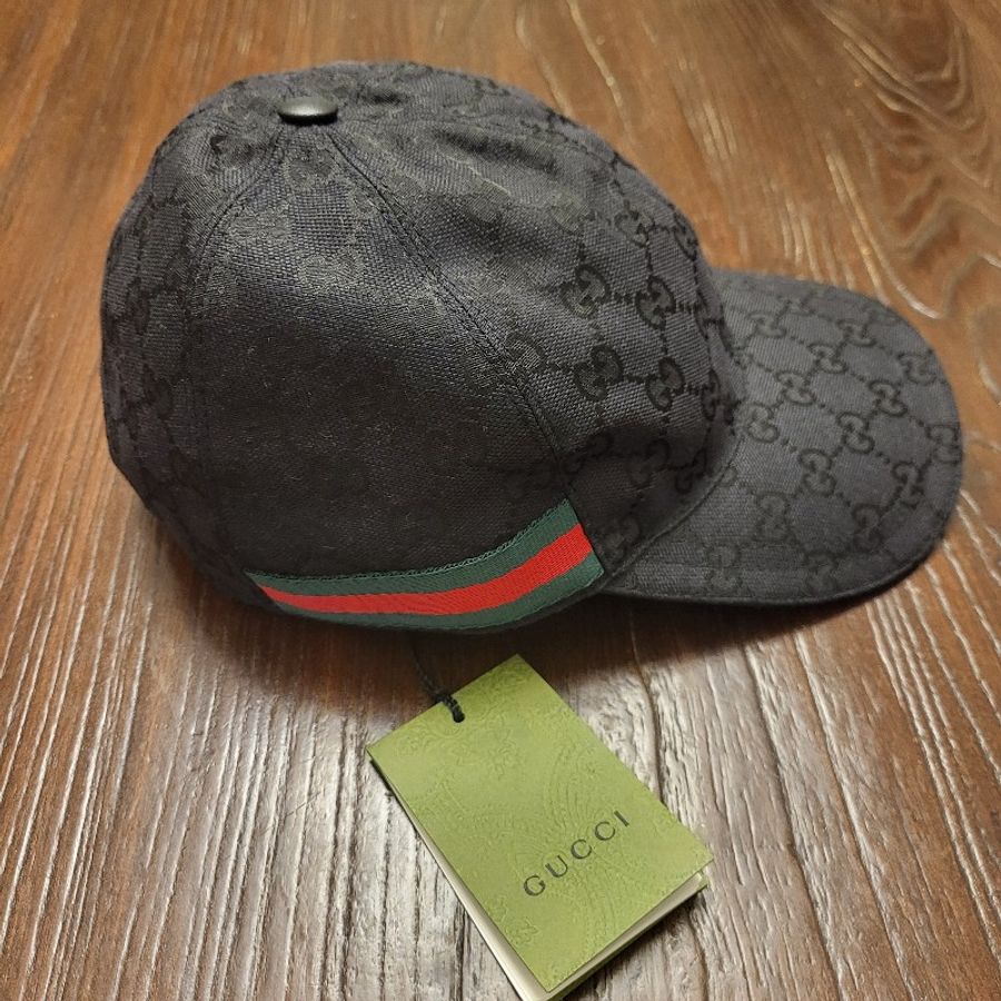 2025 新品 Gucci 經典款黑色GG布料棒球帽 M 碼 男女通用-2