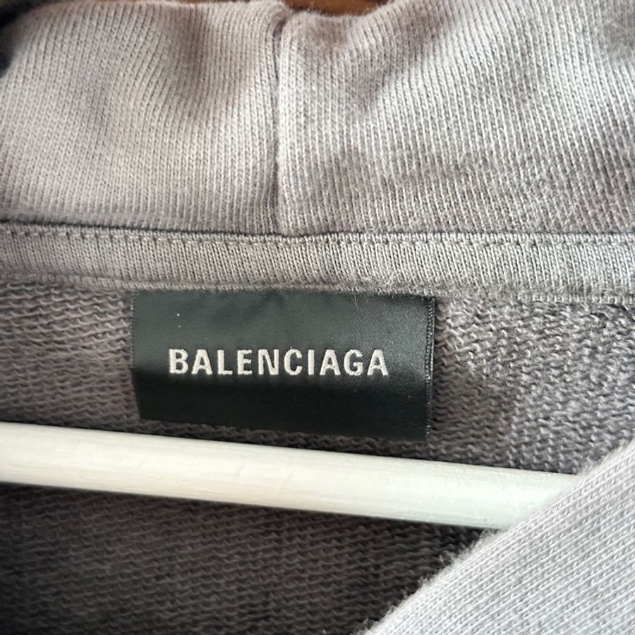 巴黎世家 Balenciaga 前後logo 刺繡 灰色 帽踢 帽t-3