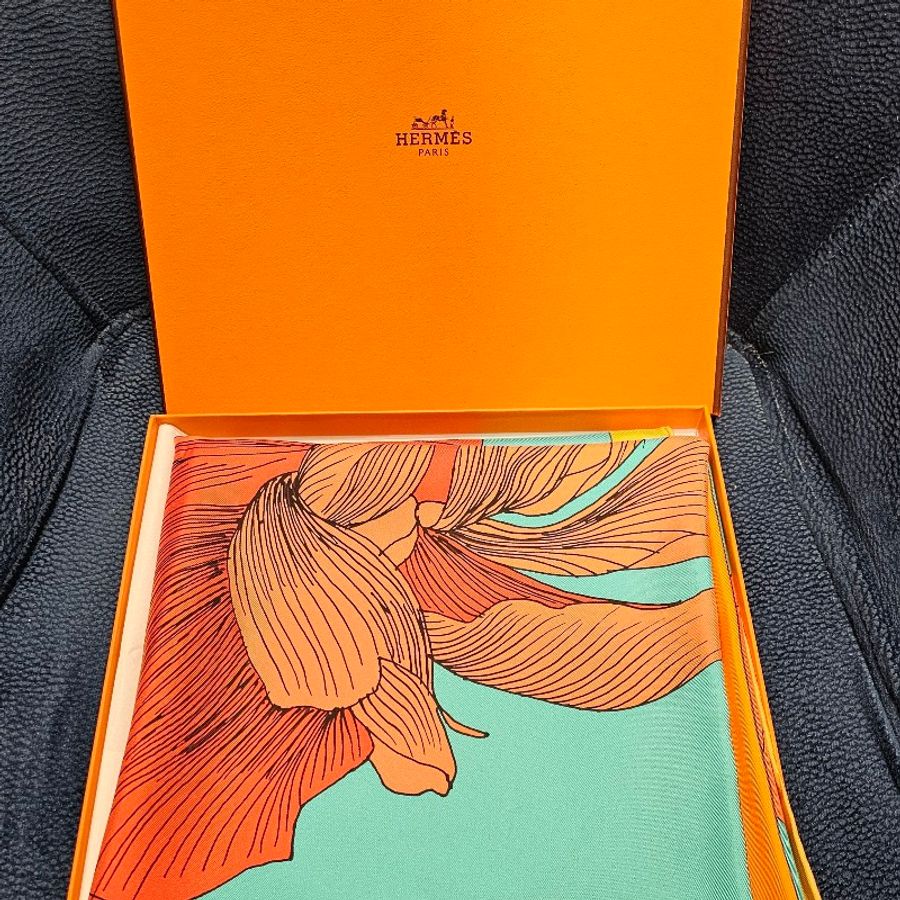 Hermes 花朵絲巾(90×90)-5