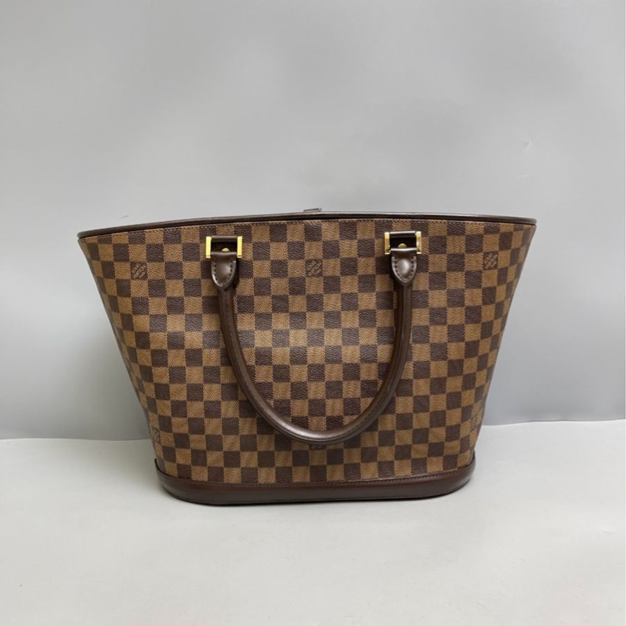 LV manosque棕棋盤格菜籃子手提包-1