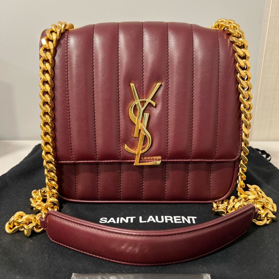 🔥🔥🔥100% Authentic YSL Vicky M 金鍊肩背包-0