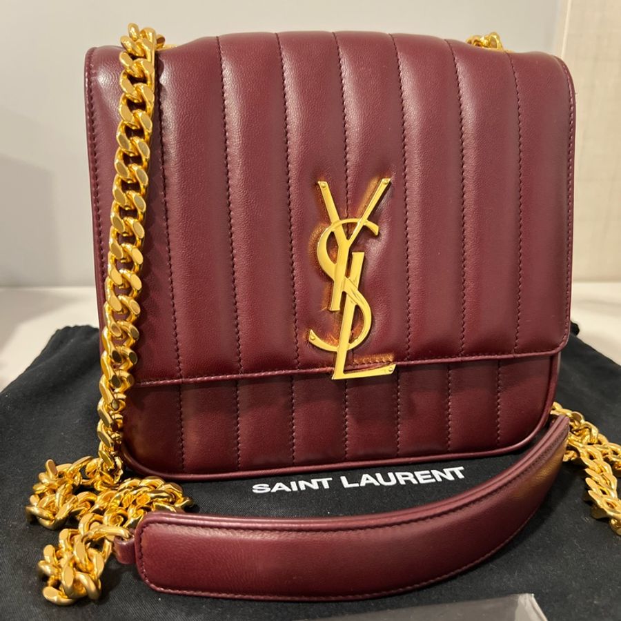 🔥🔥🔥100% Authentic YSL Vicky M 金鍊肩背包-4