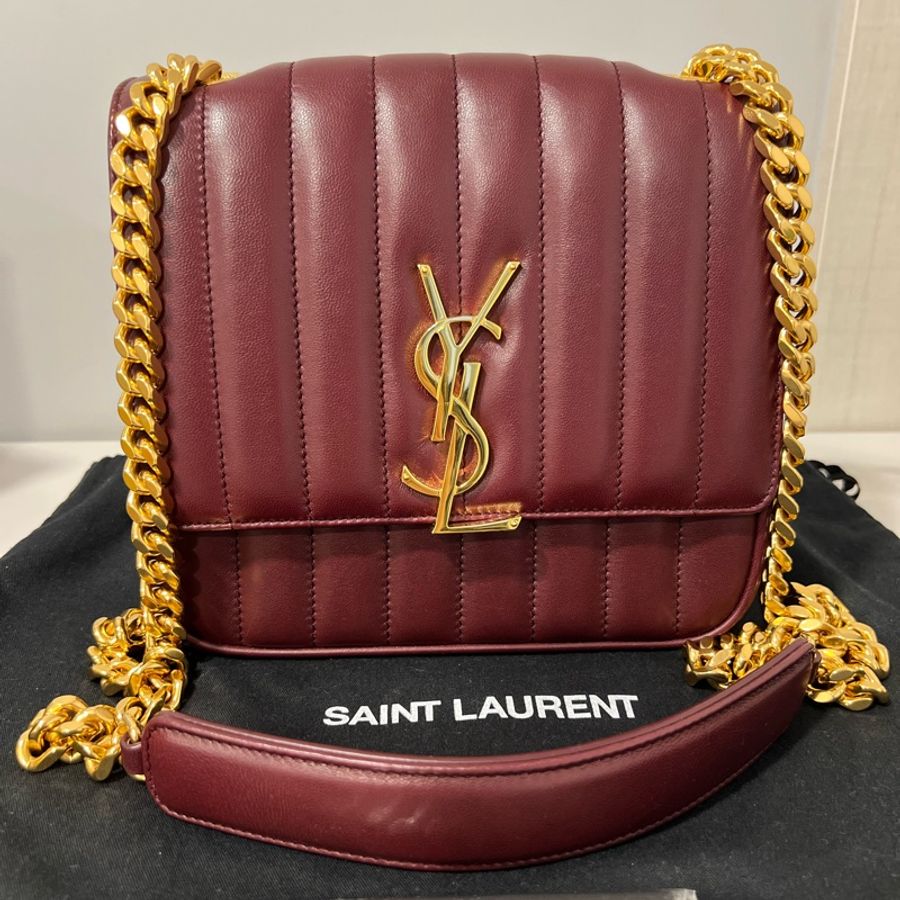 🔥🔥🔥100% Authentic YSL Vicky M 金鍊肩背包-5