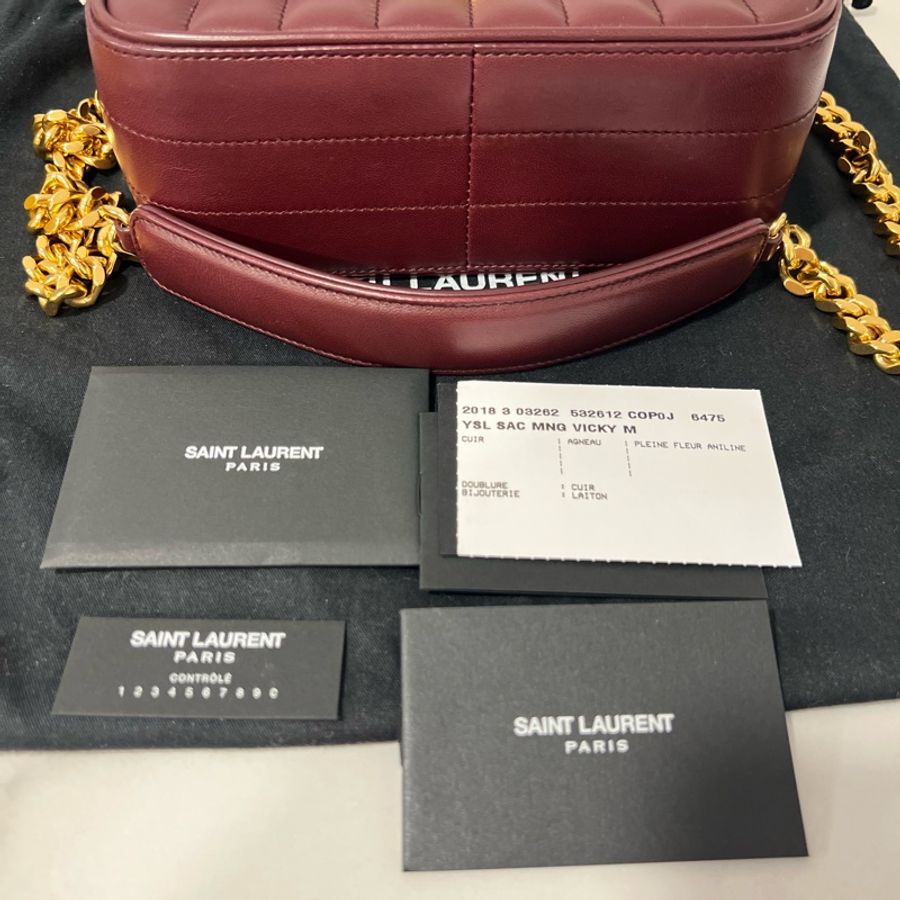 🔥🔥🔥100% Authentic YSL Vicky M 金鍊肩背包-20