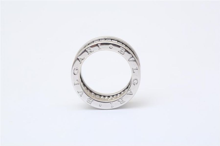 BVLGARI(寶格麗) B.ZERO1 彈簧戒指 滿鑽 大蠻腰 鑽石/18K白金 54-1
