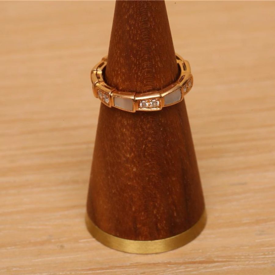 BVLGARI(寶格麗) SERPENTI 蛇戒 貝母單排 間鑽戒指 玫瑰金-0
